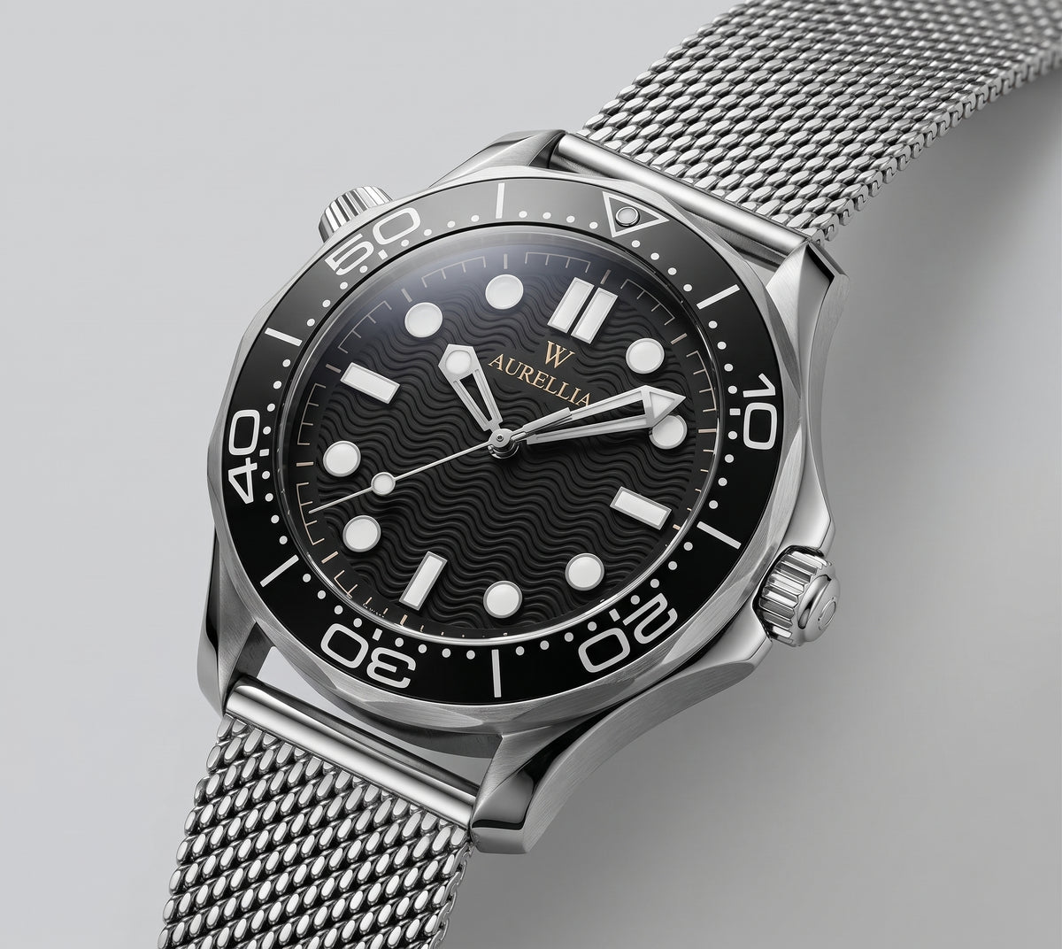 Men's Automatic Diver 300M with Curved Crystal and Steel Case