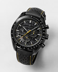 Men's Automatic Chronograph with Deep Black Face and Steel Accents